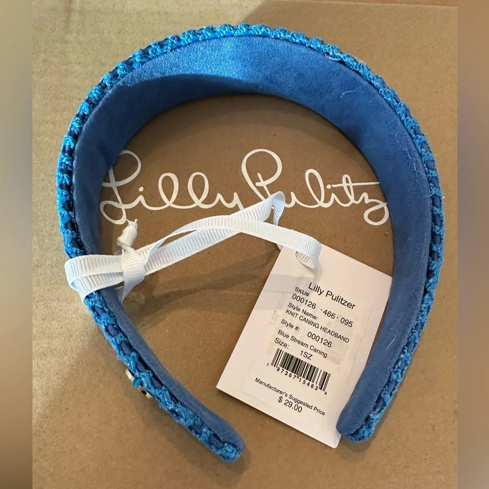 NWT Lilly Pulitzer knot caning headband Blue Stream - Picture 4 of 7